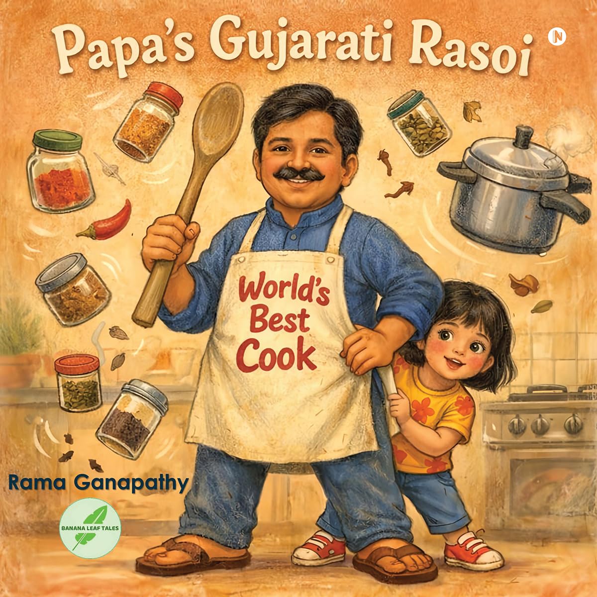 Cover of Papa's Gujarati Rasoi, a hilarious and funny kitchen story for kids featuring chaotic cooking and sweet dal