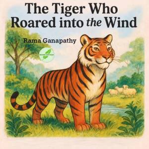 Cover page of The Tiger Who Roared into the Wind by Rama Ganapathy that talks about how to be fearless, bold and courageous.