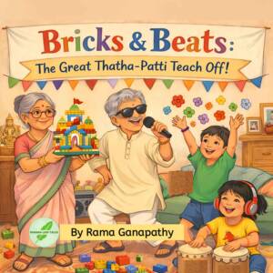 Front cover of Bricks and Beats by Rama Ganapathy, A Funny Reverse Mentoring Story for children