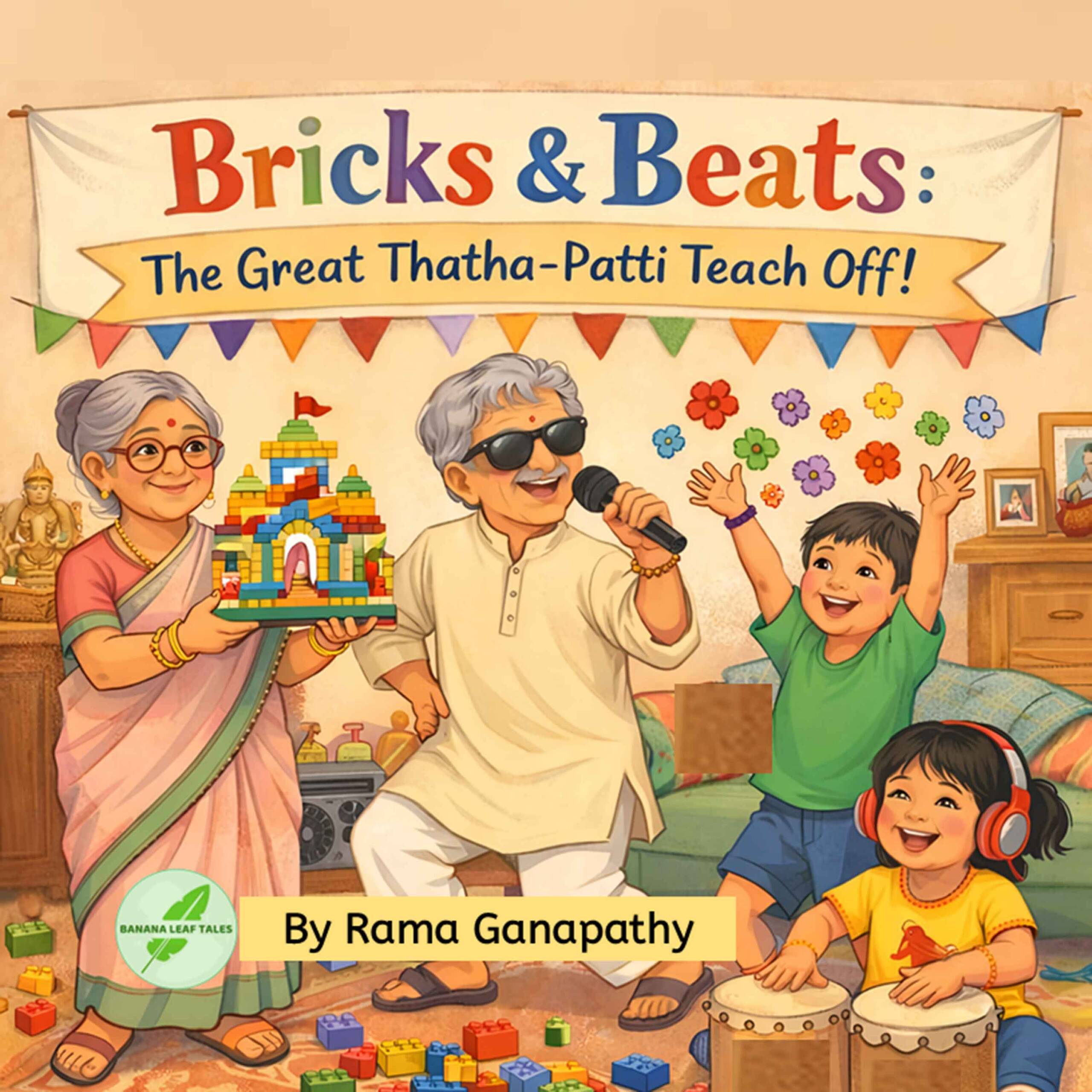 Front cover of Bricks and Beats by Rama Ganapathy, A Funny Reverse Mentoring Story for children